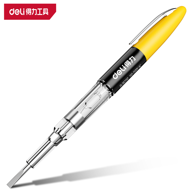deli得力测电笔高压矿用绝缘电工高寿命氖泡150-1500V感应试电笔