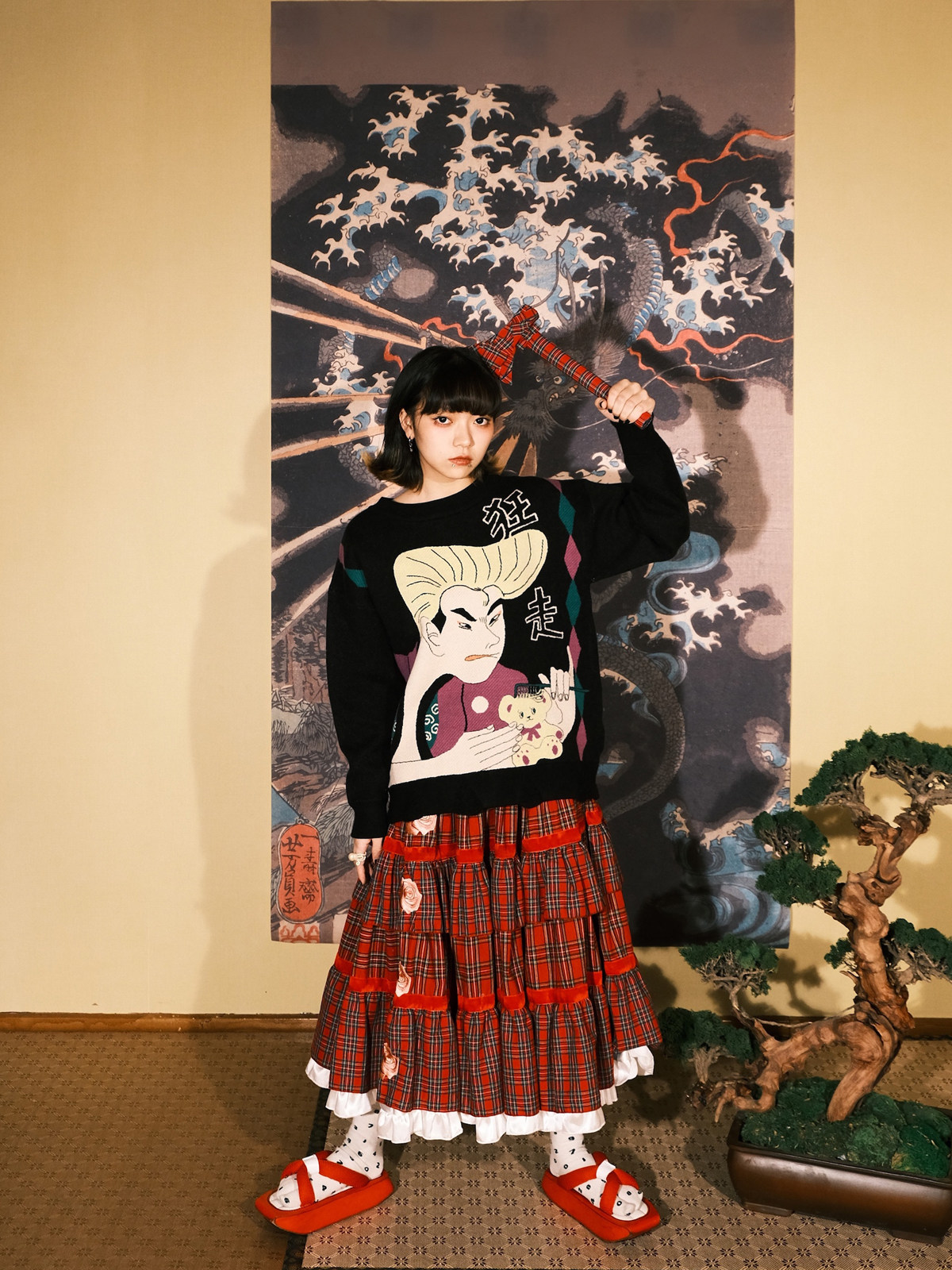 Velvet Plaid Lace Skirt: 4-Layer Rose Embroidery Design - Taobao product photo 5