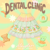 Meugler牛稠岛 牛稠齿科哈密瓜纹绿色系甜品开襟洛丽塔蛋糕半身裙