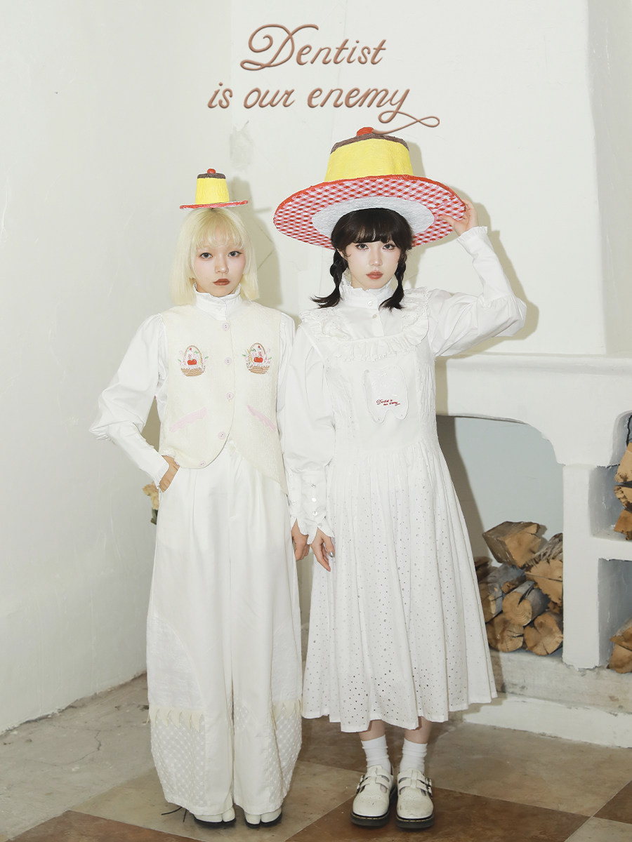 Retro Embroidered Vest Dress with Dental Hole Fabric - Taobao product photo 3