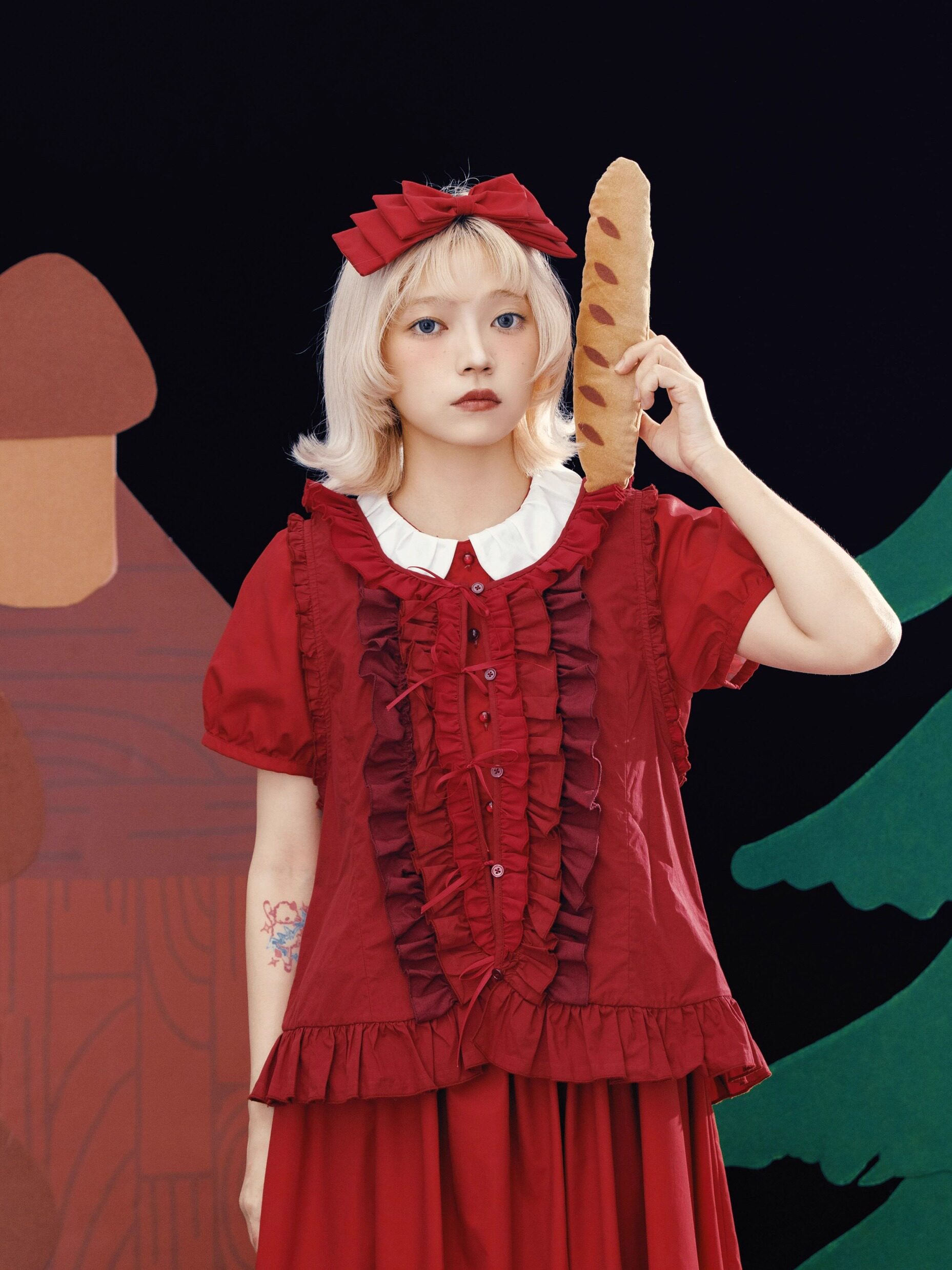 Embroidered Flower Veil Vest: Gradient Ruched Design - Taobao product photo 4