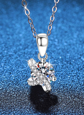 S925银镀18K金PT950铂金镶嵌莫桑石吊坠宇宙之星锁骨链D色女项链