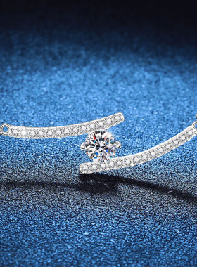 S925银镀18K金PT950铂金镶莫桑石吊坠双子座1克拉莫桑石项链女款