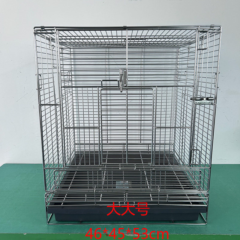 新品304不锈钢鹦鹉鸟笼小型宠物笼家用外出大大号折叠笼46*45*53