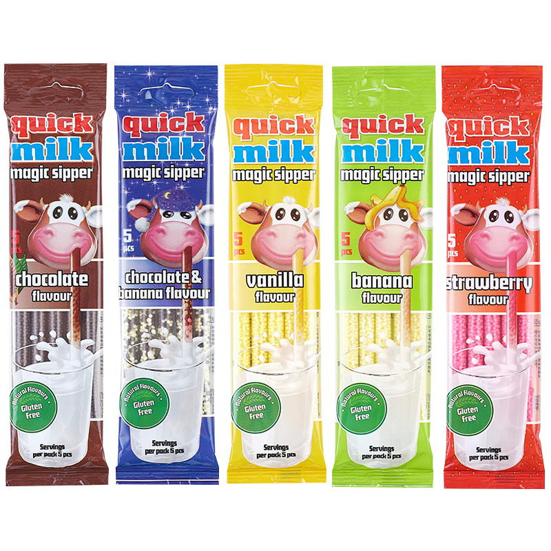 匈牙利快妙魔力吸管糖巧克力草莓水果变味吸管颗粒糖喝牛奶神器