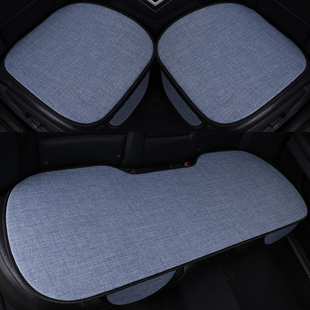 汽车坐垫四季 单片无靠背棉麻后排长条座垫 通用亚麻三件套透气夏季