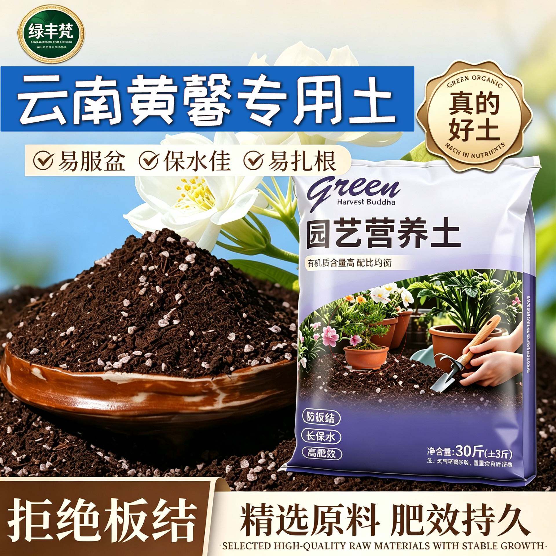 云南黄馨适用轻质土防烂根保水保肥盆栽包邮精选绿叶观花盆景无菌