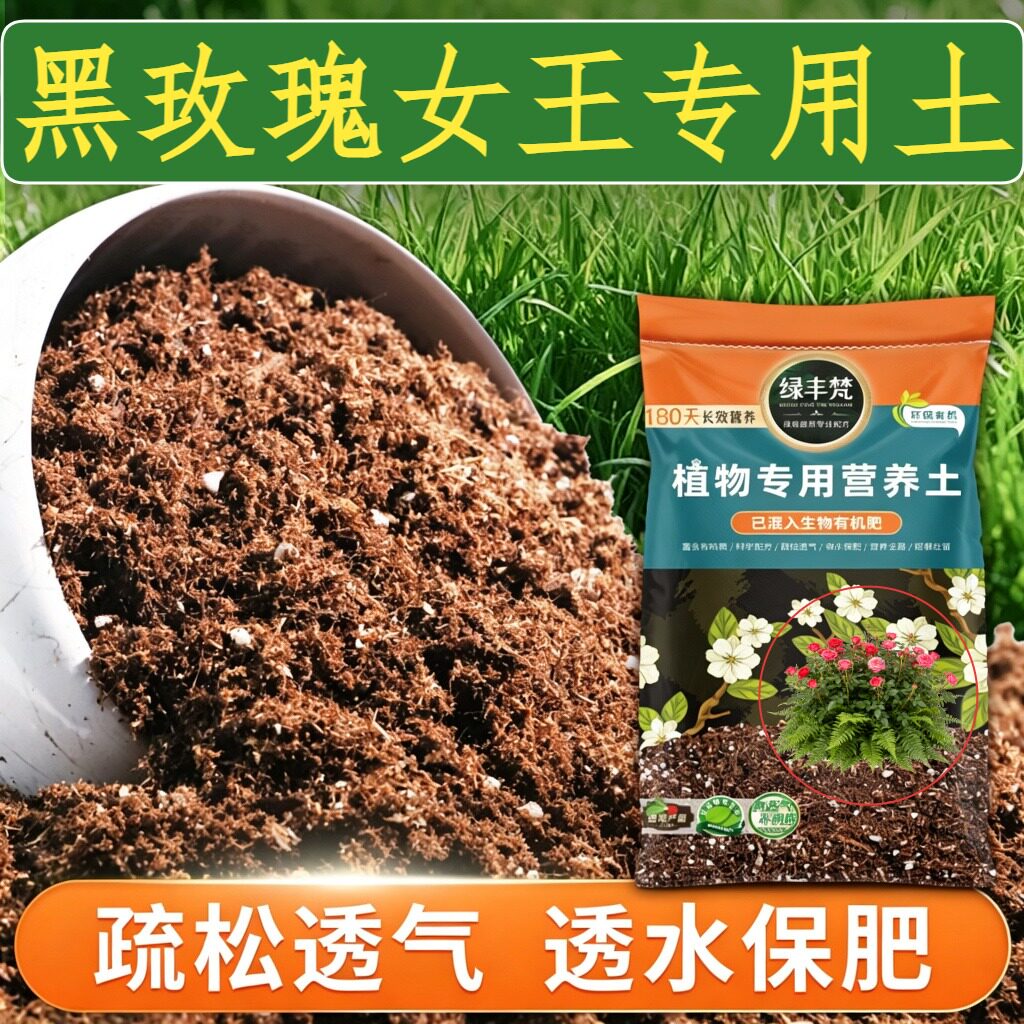 黑玫瑰女王适用轻质有机土种植土不易粉化稳定土团开袋即用球根