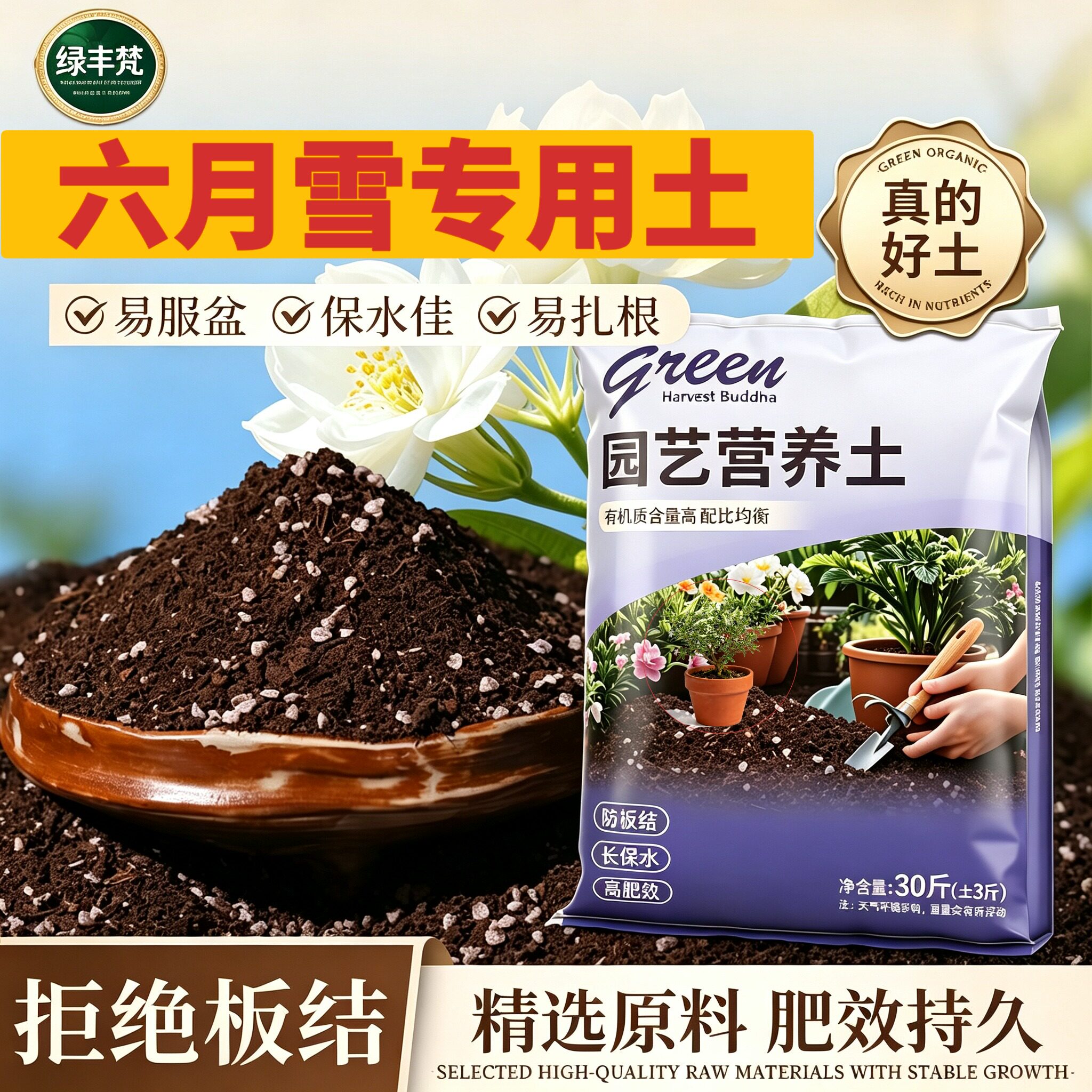 六月雪适用腐叶土保水锁肥保水保肥花园加有机肥进口防徒长多肉