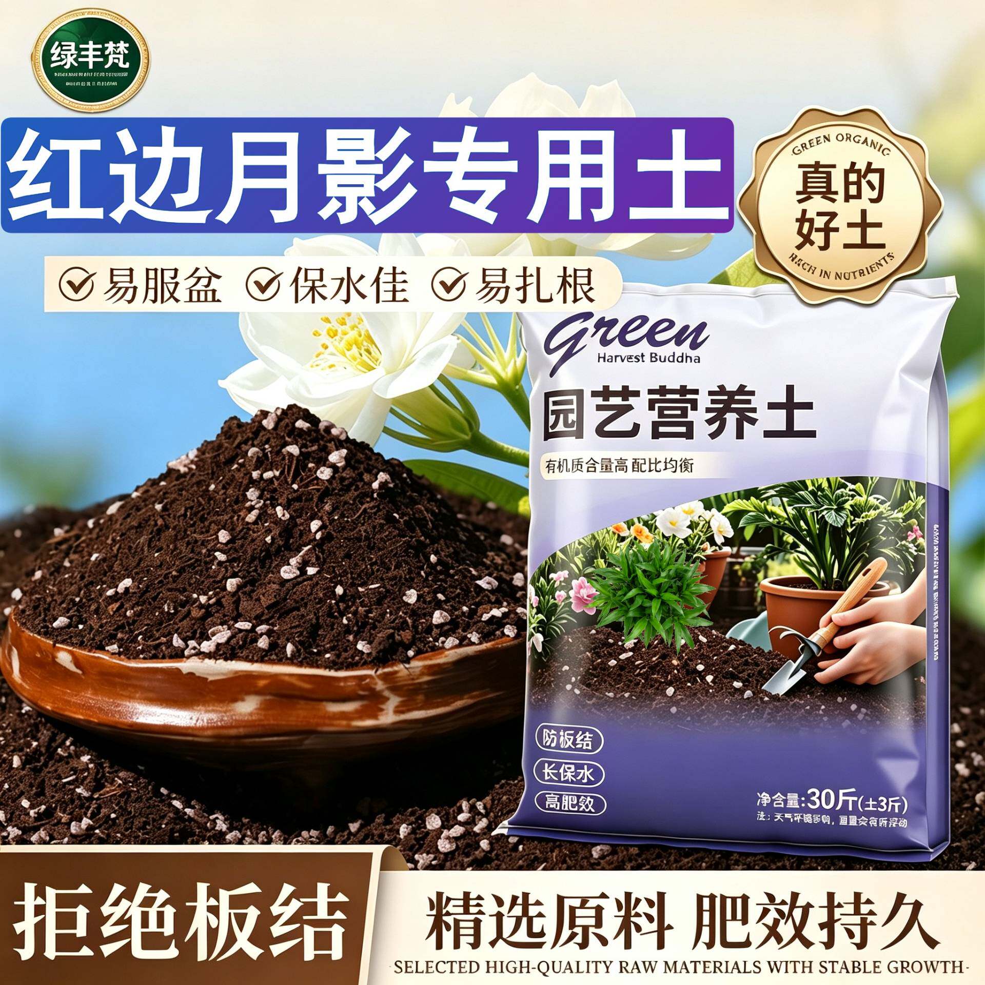 红边月影专用盆景土不烂根菜园泥炭基质无菌促生长多肉增色适用