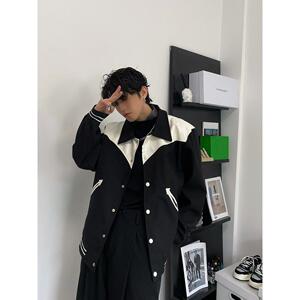 1506/Qwt160/P55男装拼色夹克男休闲宽松翻领外套1图片