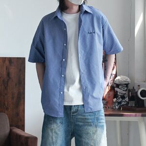 1506/QC1310/P35复古衬衫男夏装港风学生宽松小众设计感男装上衣图片