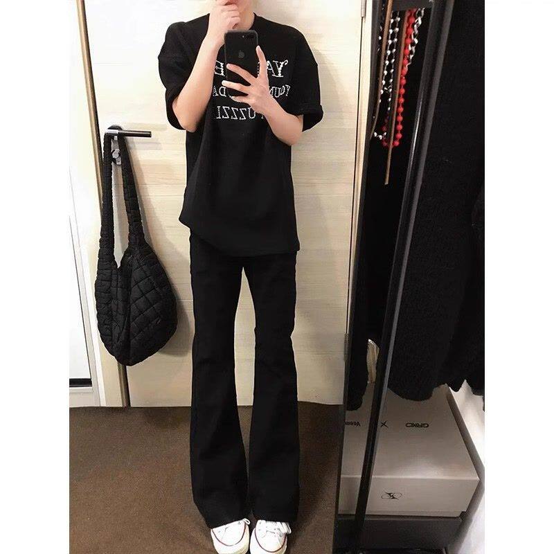 1506/Q10170/P30怪兽黑色微喇弯刀牛仔裤男裤子修身直筒裤,男装牛仔裤,星座1506