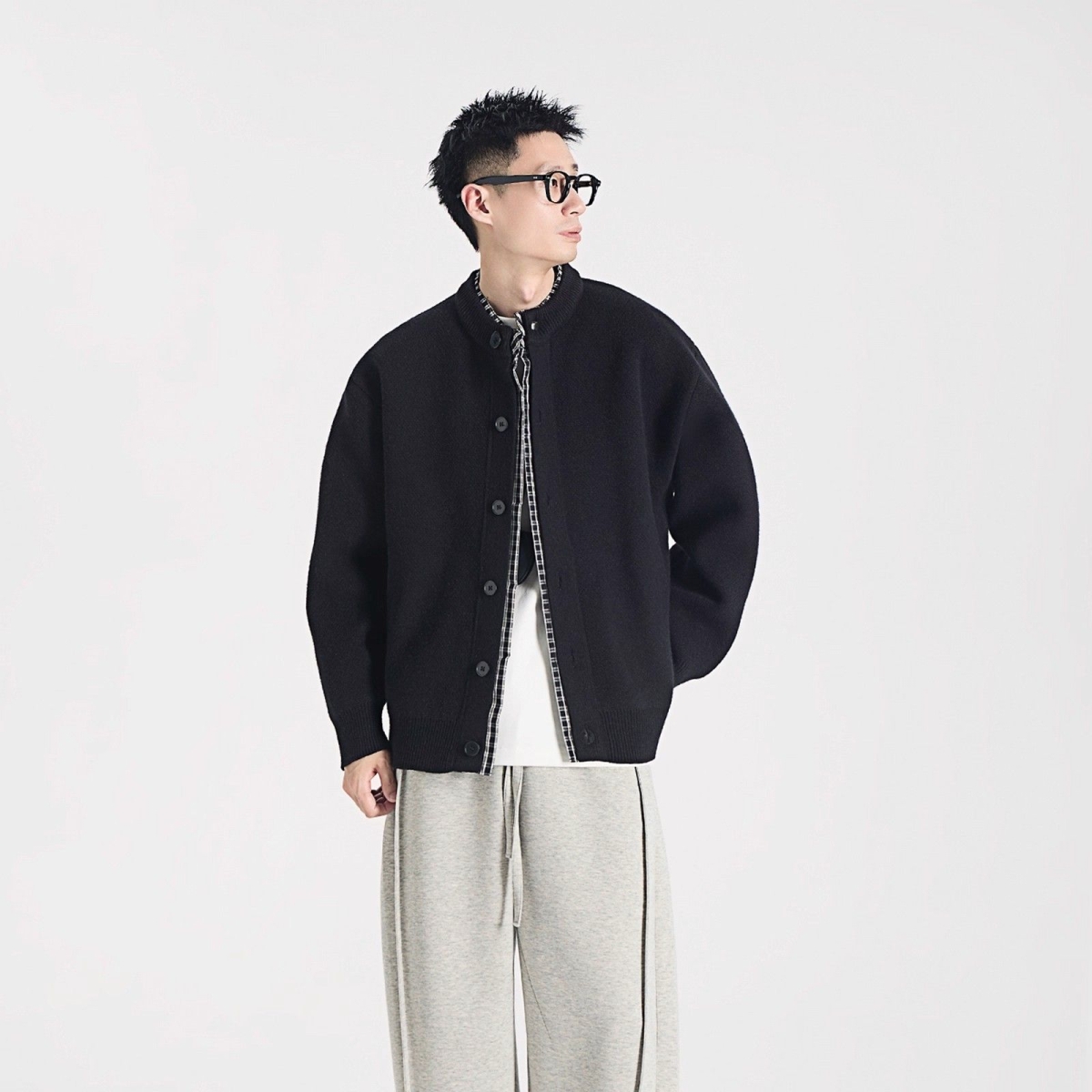 1506/QY750/P70秋冬季系拼接假两件针织开衫男休闲通勤毛衣外套2，男装针织衫/毛衣，星座1506