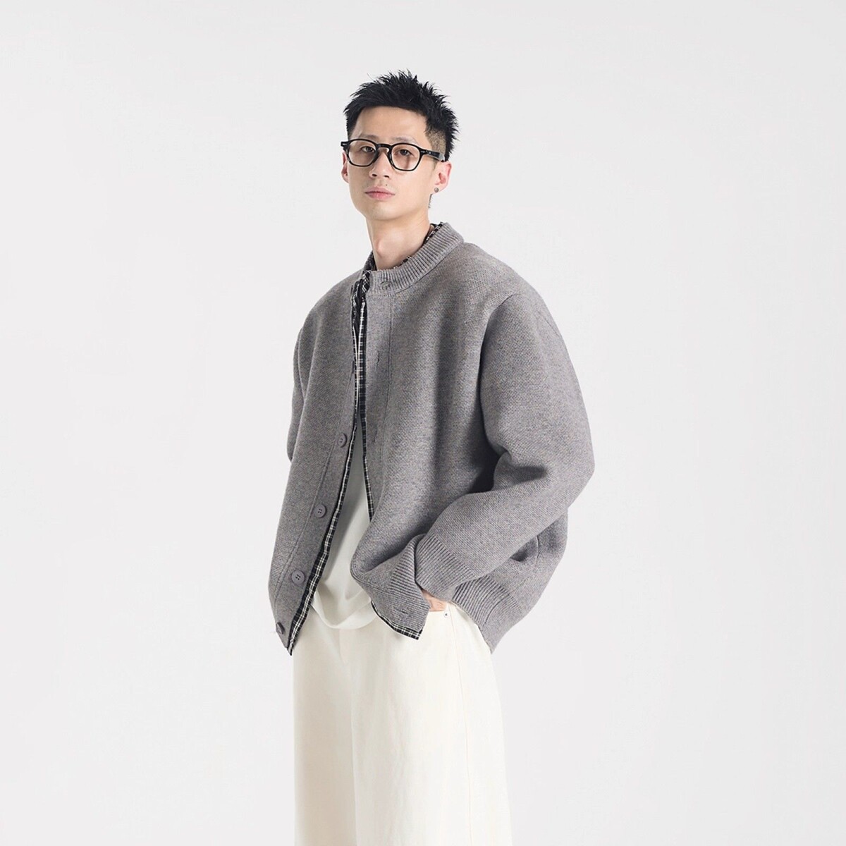 1506/QY750/P70秋冬季系拼接假两件针织开衫男休闲通勤毛衣外套2,男装针织衫/毛衣,星座1506