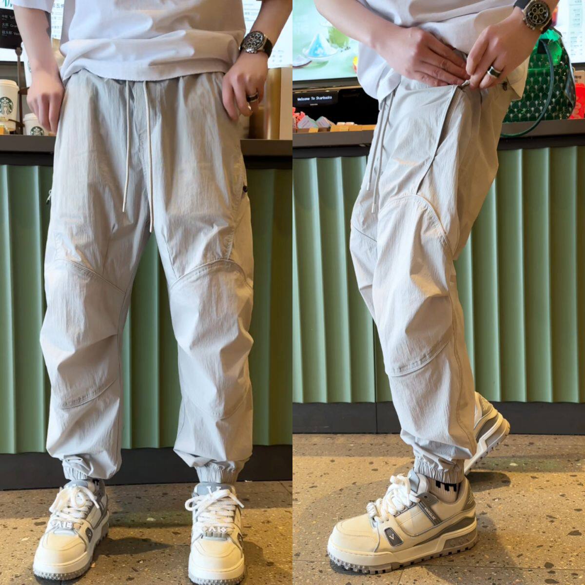 1506/QK370/P48夏季立体大口袋工装束脚休闲裤男士宽松速干运动裤,男装工装外套,星座1506