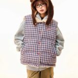 1506/Q25120/P65【双面穿】色织格纹马甲外套棉服女冬羊羔毛外套，男装棉衣，星座1506