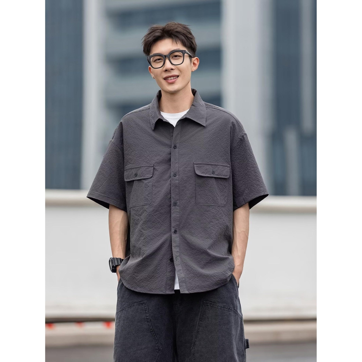 1506/QC1500/P39复古衬衫男夏装港风学生宽松新款男装上衣外穿，男装衬衫，星座1506