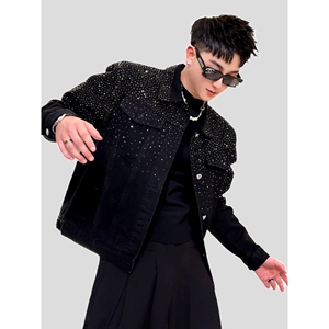 1506/Q88688夹克山庄0/P72美式牛仔外套痞帅闪闪烫钻男装上衣夹克图片