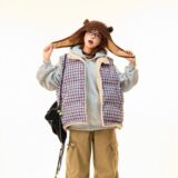 1506/Q25120/P65【双面穿】色织格纹马甲外套棉服女冬羊羔毛外套，男装棉衣，星座1506