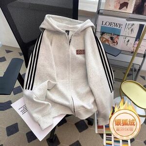 1506/QRL6200/P57卫衣男连帽春秋季港风宽松潮牌印花百搭外套2图片