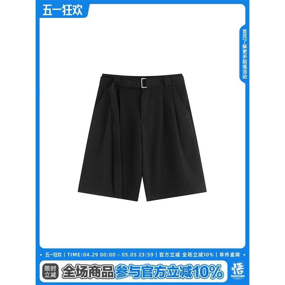 1506/QD160/P44潮流飘带短裤男夏季宽松百搭纯色休闲垂感五分西裤,男装西裤,星座1506
