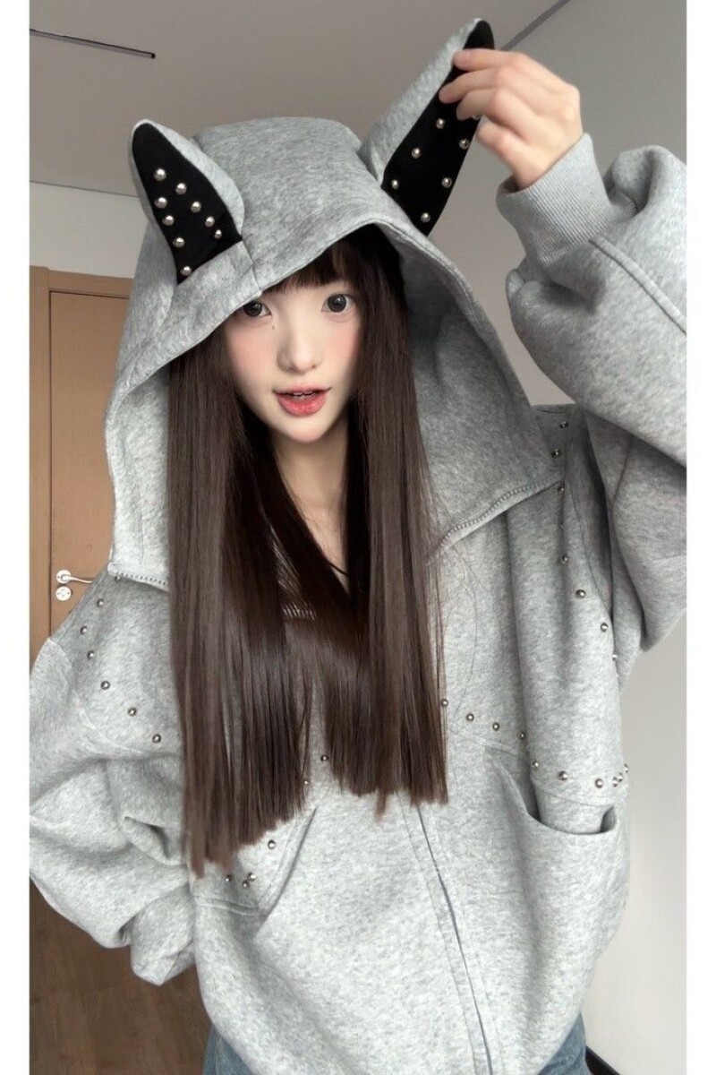 1506/QF380/P56运动衫男女秋美式铆钉设计情侣外套宽松百搭上衣1,女装短外套,星座1506
