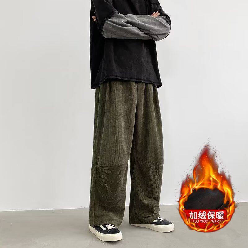 1506/QMK0050/P34灯芯绒休闲裤子男秋季新款百搭直筒阔腿裤1图片