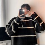1506/QM030/P53韩系慵懒风条纹毛衣男士秋冬季针织衫外套2，男装针织衫/毛衣，星座1506