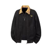 1506/Q25700/P70情侣美式拼接格子假两件夹克外套翻领开衫，男装夹克，星座1506