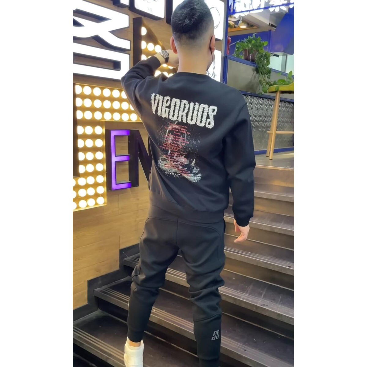 1506/QW6220/P37印花秋冬卫衣男春秋季韩版新款圆领宽松上衣图片