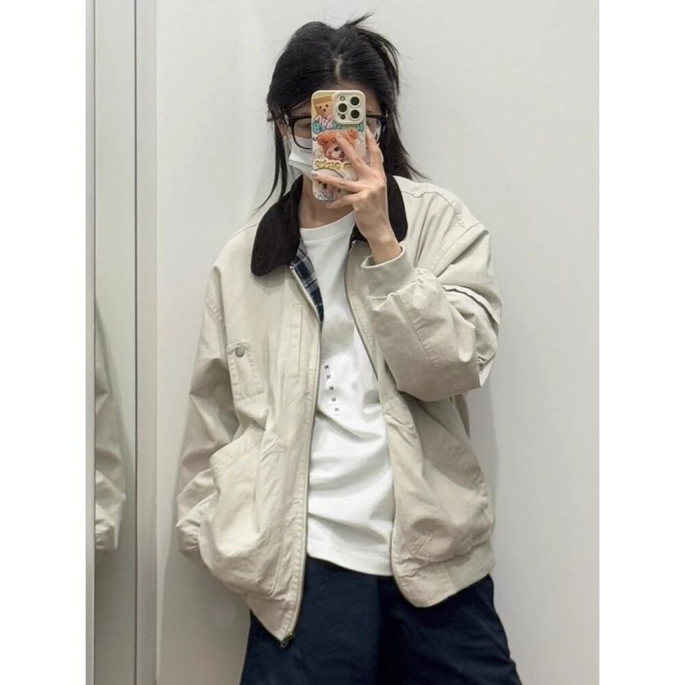 1506/QJK77890/P70小马丁双层外套米白色夹克男女2025年高级感,男装夹克,星座1506