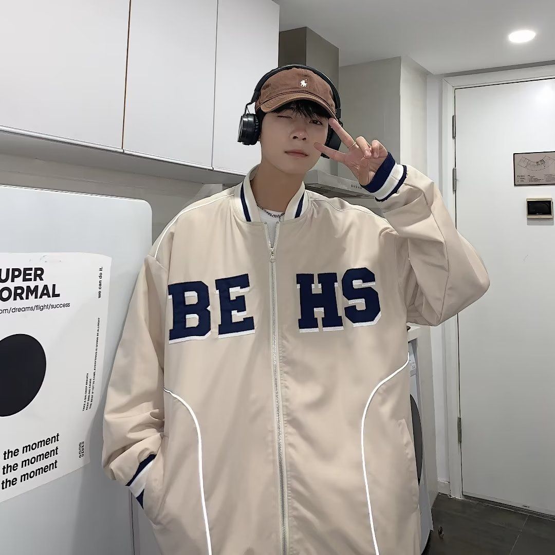 1506/Q6660/P44美式复古棒球服男女春秋季情侣百搭休闲夹克外套1,男装夹克,星座1506