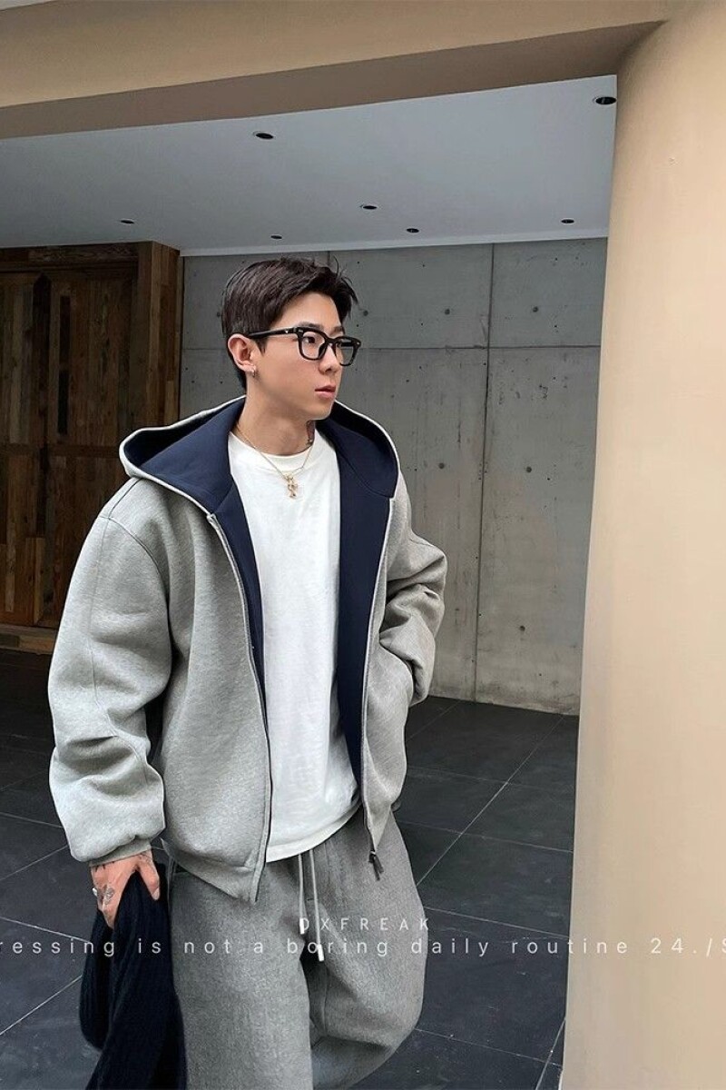 1506/W82801/P56美式重磅双拉链连帽卫衣外套男秋冬痞帅休闲外套1,女装短外套,星座1506