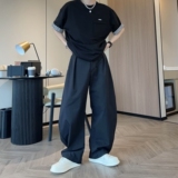 1506/Q312/P46夏季薄款哈伦休闲裤男女宽松直筒裤子日系嘻哈，男装休闲裤，星座1506