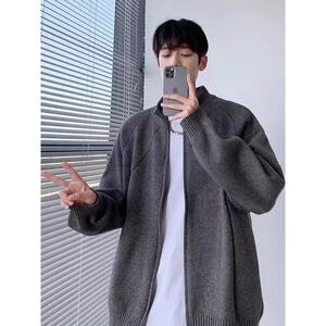 1506/M2241/P52美式双拉链开衫毛衣男生休闲设计感针织外套2图片