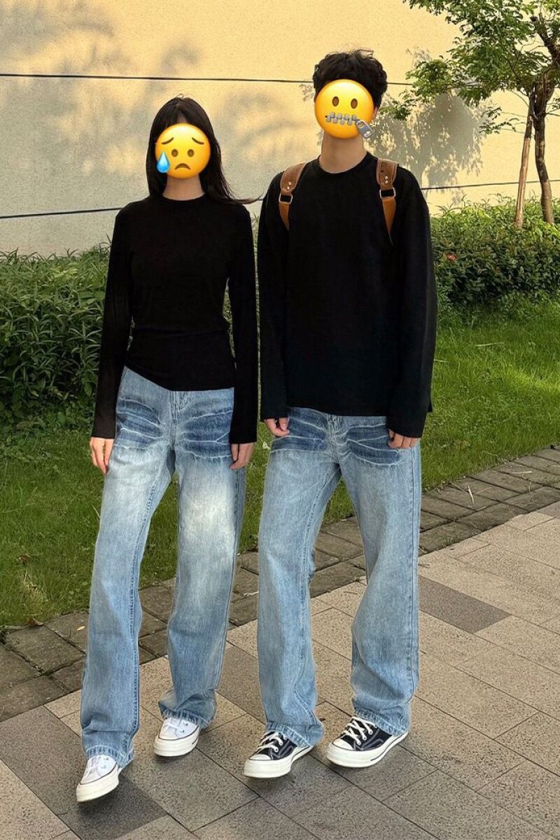 1506/QT89100/P47浅色磨白闪电竹节纹牛仔裤直筒拖地男女款1,男装牛仔裤,星座1506