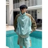 1506/QTZ1110/P55夏季防晒衣五分短裤两件套装男生休闲运动套装，男装防晒衣，星座1506