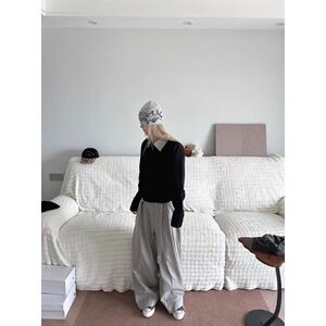 千鸟格拼接polo领长袖T恤男款老钱风cleanfit卫衣美式内搭打底衫图片