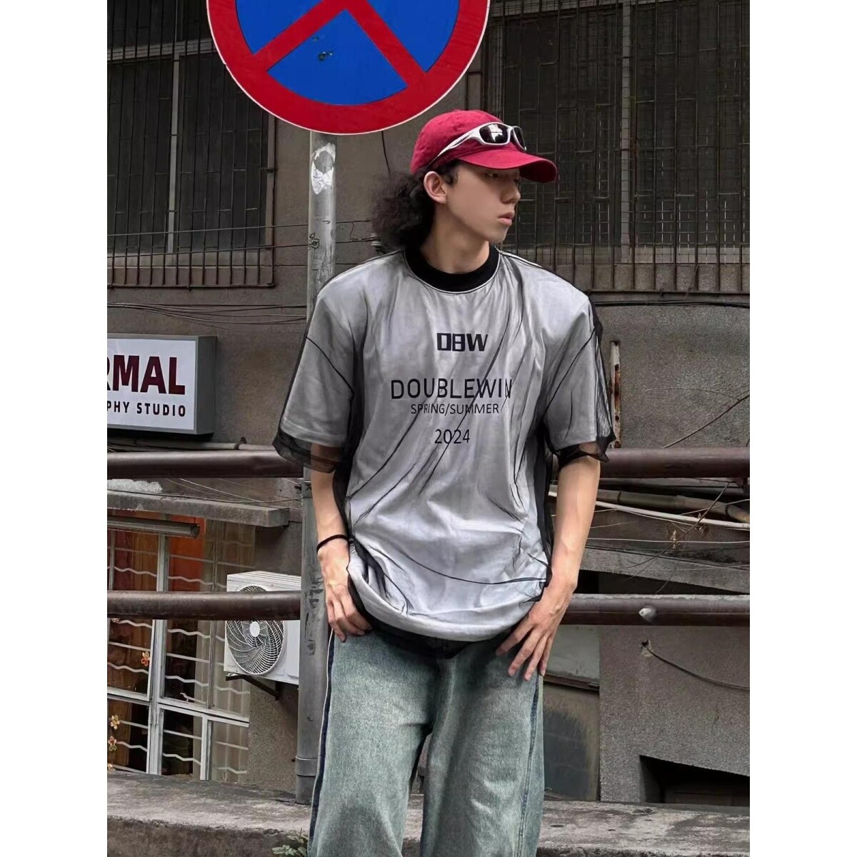 1506/QA2160/P36美式假两件网纱短袖男夏季t恤半袖,男装T恤,星座1506