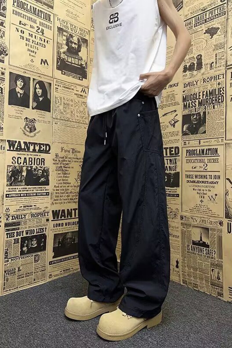 1506/QA80330/P46宽松休闲裤男百搭裤子坠感阔腿拖地长裤,男装休闲裤,星座1506
