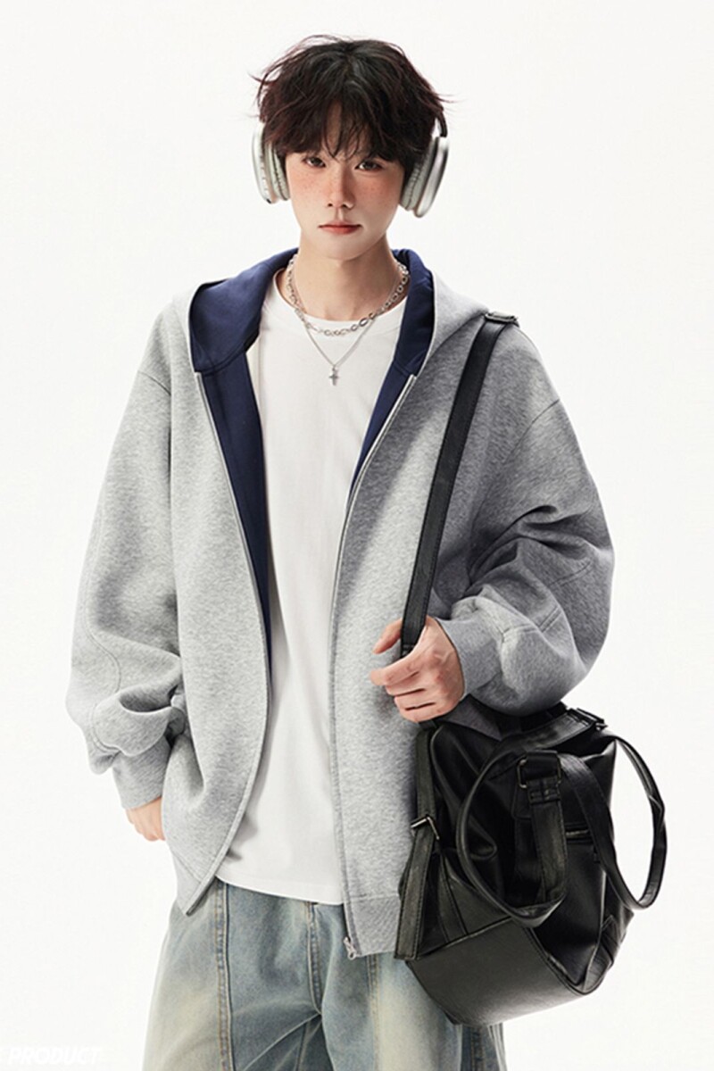 1506/QY320/P52季新款潮牌宽松百搭撞色情侣连帽开衫,男装卫衣,星座1506
