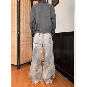 1506/QC6500/P67男士秋季复古水洗宽松休闲翻领牛仔茄克外套1图片
