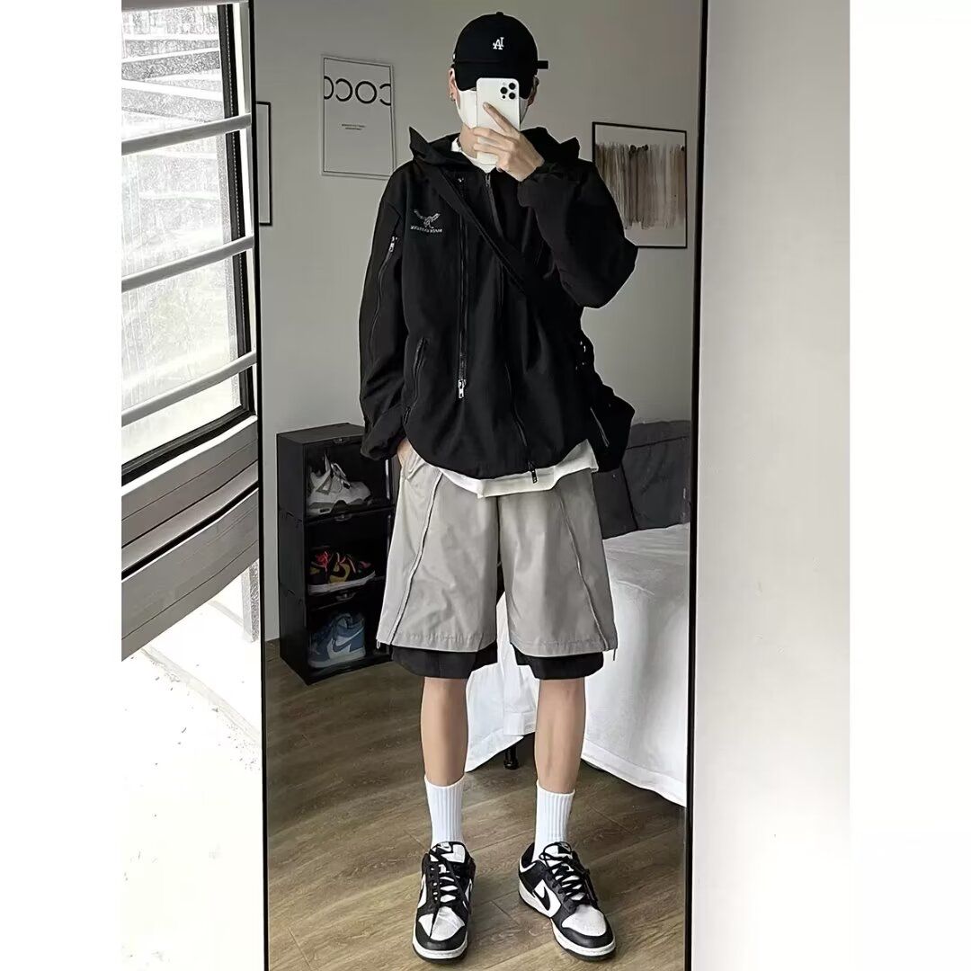 1506/QK190/P39夏装休闲短裤男潮牌宽松休闲中裤百搭五分裤潮ins,男装牛仔裤,星座1506