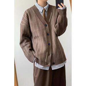 1506/Q32650/P59秋冬新款开衫美式复古休闲V领针织衫男纯色外套2图片