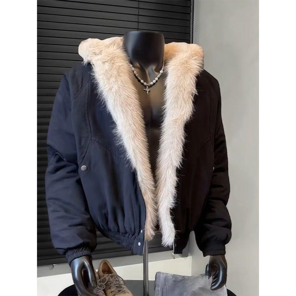 1506/Q86130/P90潮座山雕毛绒连帽棉服男女2025冬季加厚棉衣,男装棉衣,星座1506
