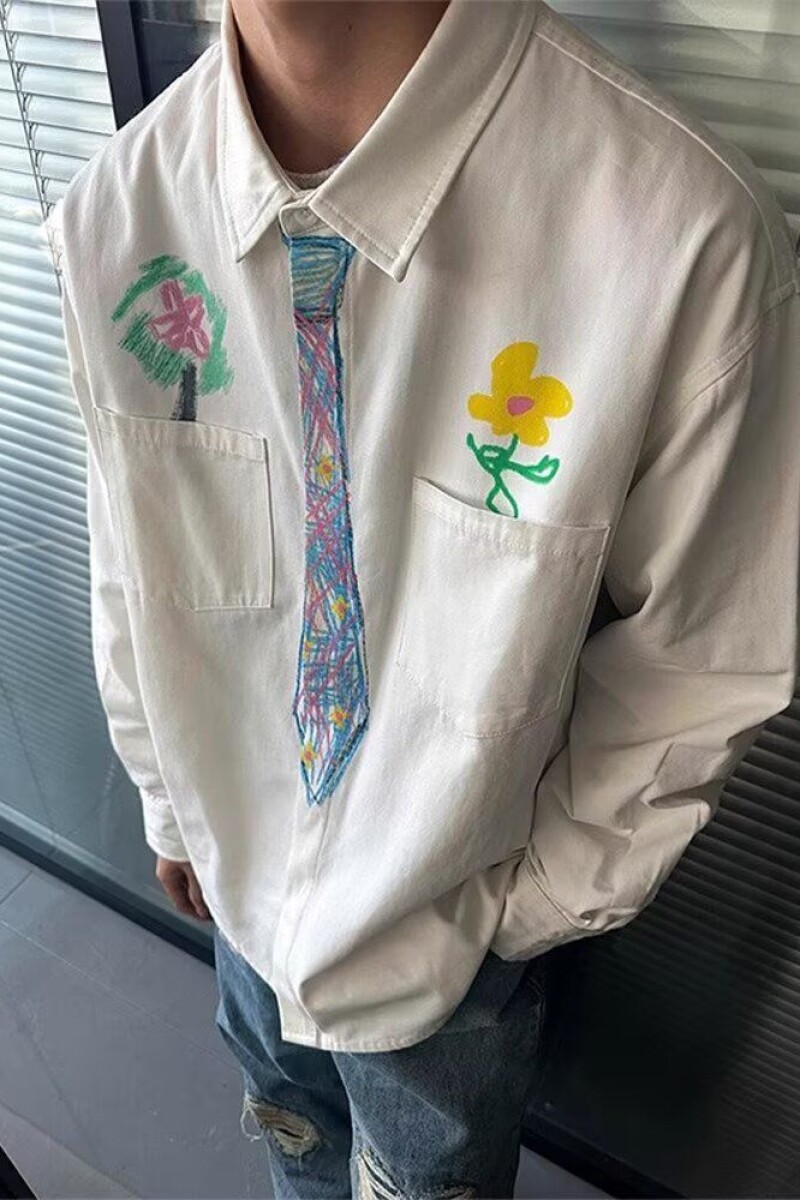1506/QC30170/P38长袖衬衫日系宽松衬衣男生夏季潮流百搭休闲外套,男装衬衫,星座1506