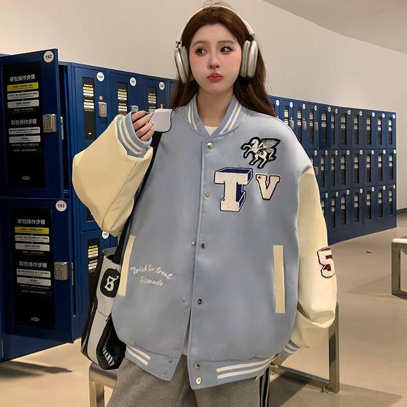1506/QJK0180/P66毛呢拼皮面料毛巾刺绣蓝杏色2025年小众夹克,男装夹克,星座1506