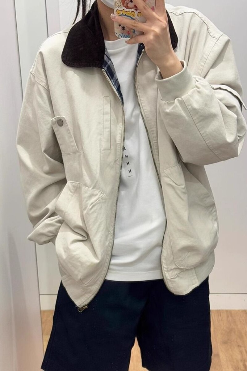 1506/QJK77890/P70小马丁双层外套米白色夹克男女2025年高级感,男装夹克,星座1506