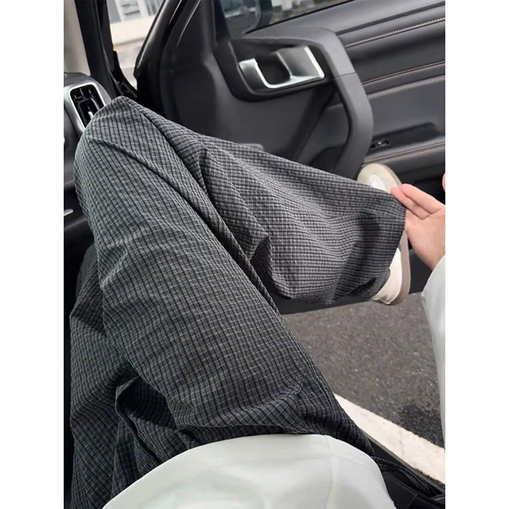 1506/QG390/P44格子西裤男款秋季潮流直筒裤阔腿休闲裤子图片